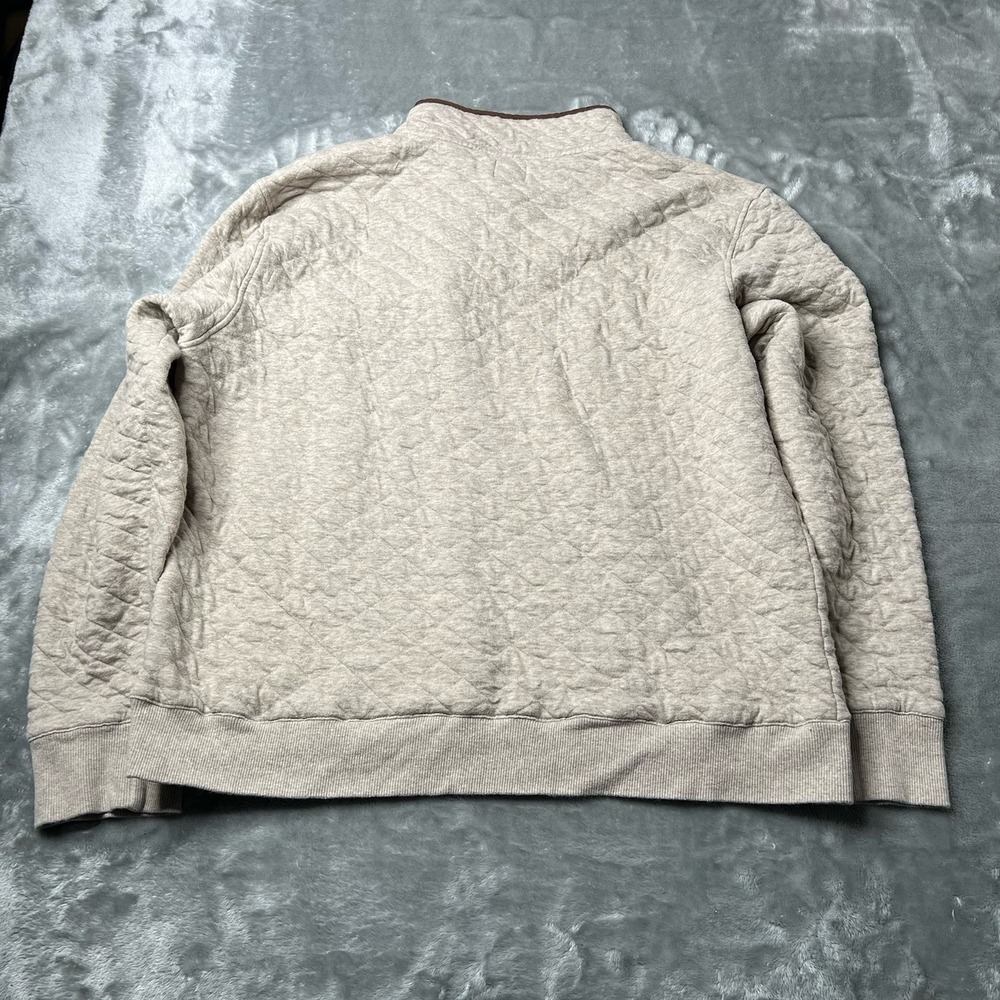 Faherty Sweater Men Size XL Beige Epic Quilted Fleece Quarter Snap Pullover - Picture 2 of 6